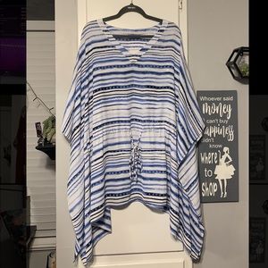 Blue & White Striped Flowy Tunic